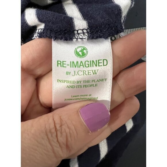 J. Crew Re Imagined Navy White T Shirt Dress Medium Vacation Substainable - Picture 6 of 11
